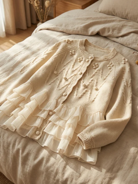 Classy Ruffle Knit Cardigan
