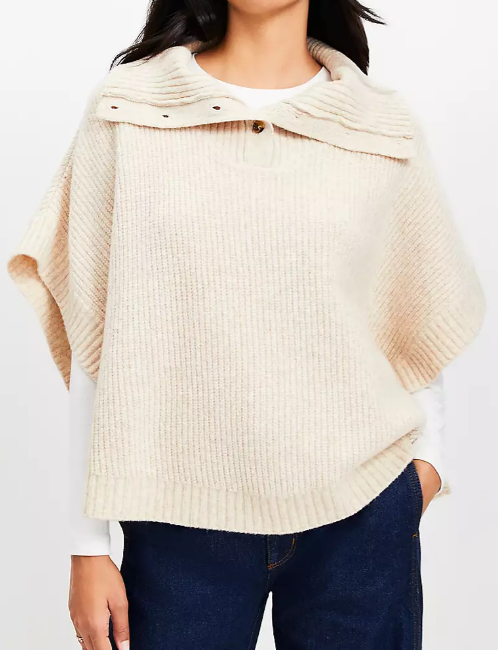 Chic Button Oversize Comfy Poncho Sweater