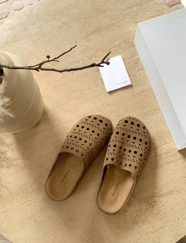 Frosted Hollow-out Carved Baotou Half Slippers