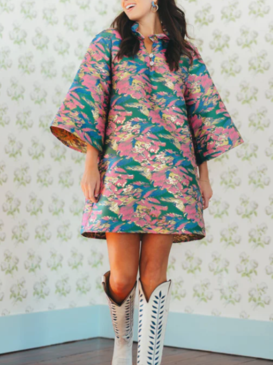 V-neck Printed Dress