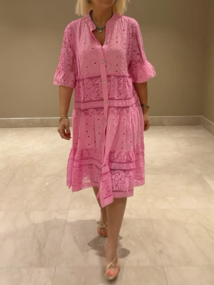 2025 Lace-up Button Loose Dress