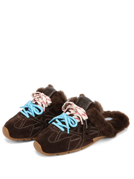 Suede Two-tone Lace Design Warm Shoes