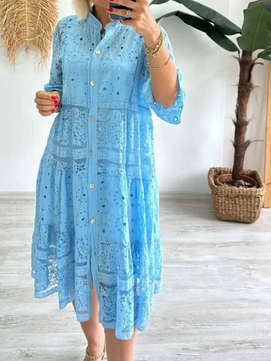 2025 Lace-up Button Loose Dress