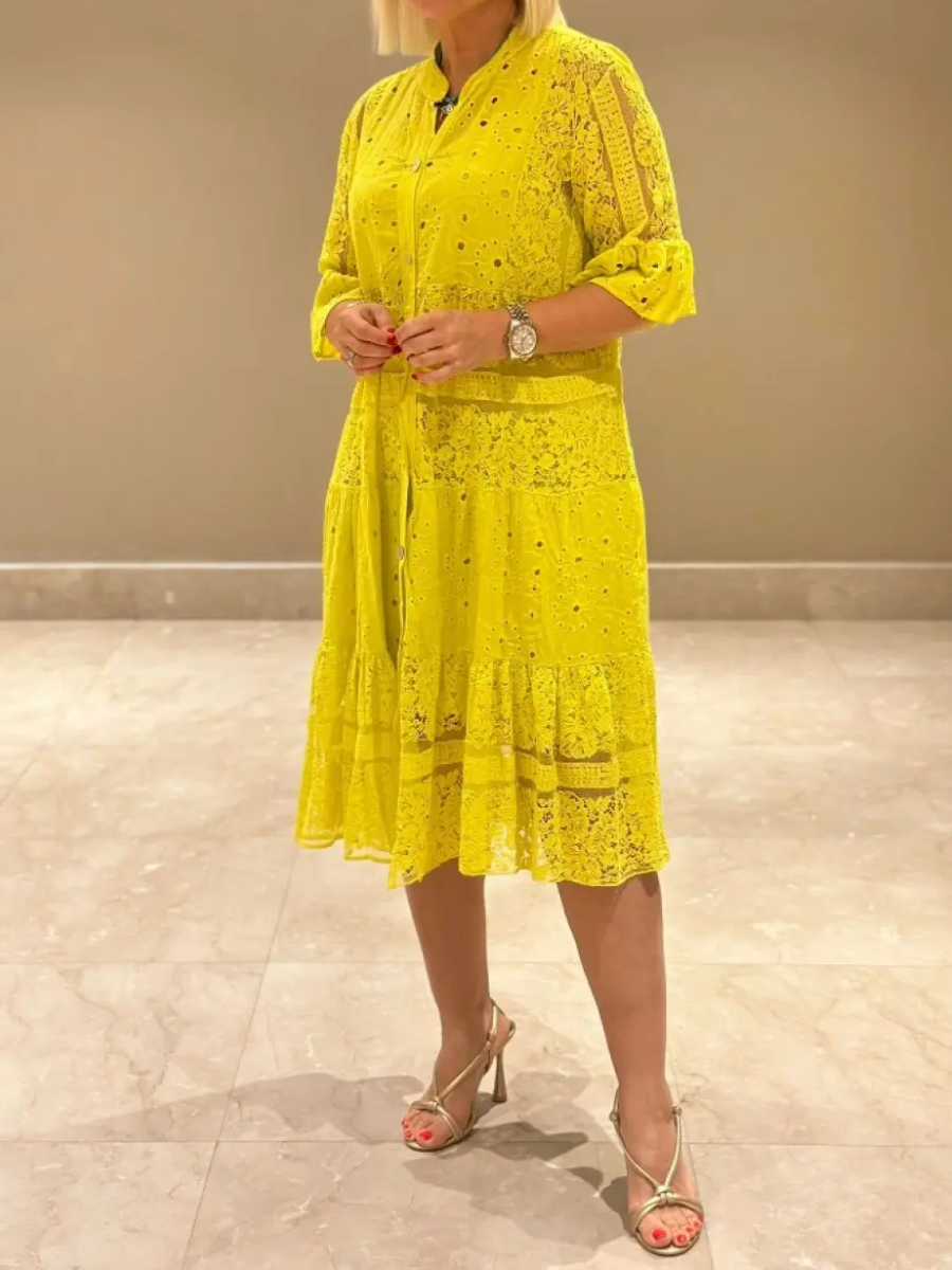 2025 Lace-up Button Loose Dress