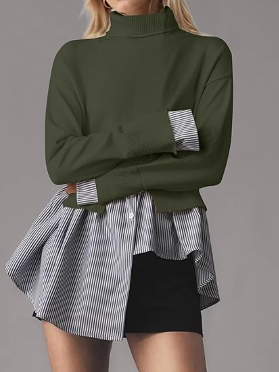 Two-in-one Stitched Turtleneck Knit Top