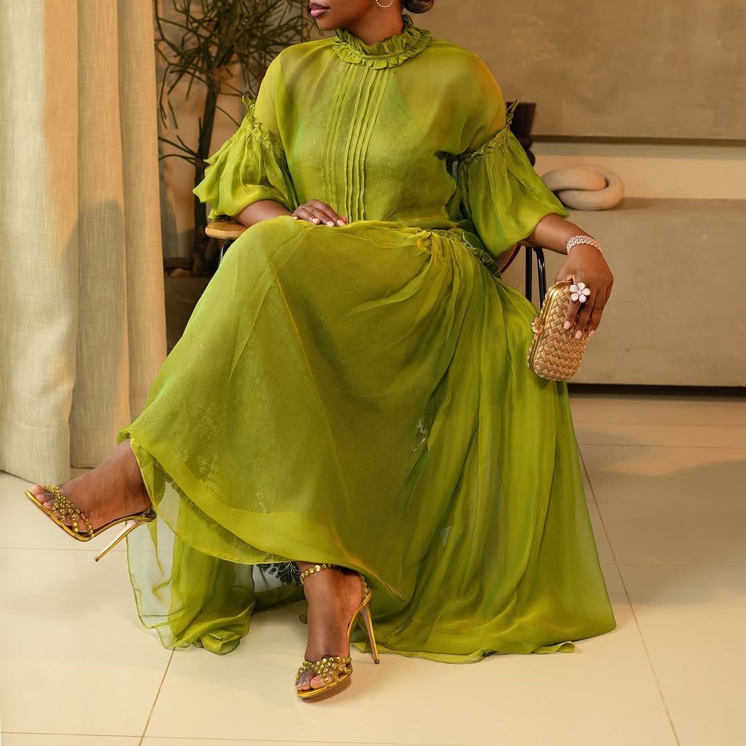Elegant Pleated Solid Maxi Dress