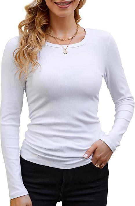 Women's Basic Long-Sleeve Crew Neck Solid Color