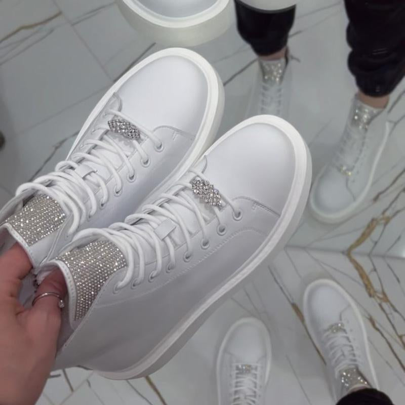 Rhinestone Sparkle Fashion Strap High-top Shoes