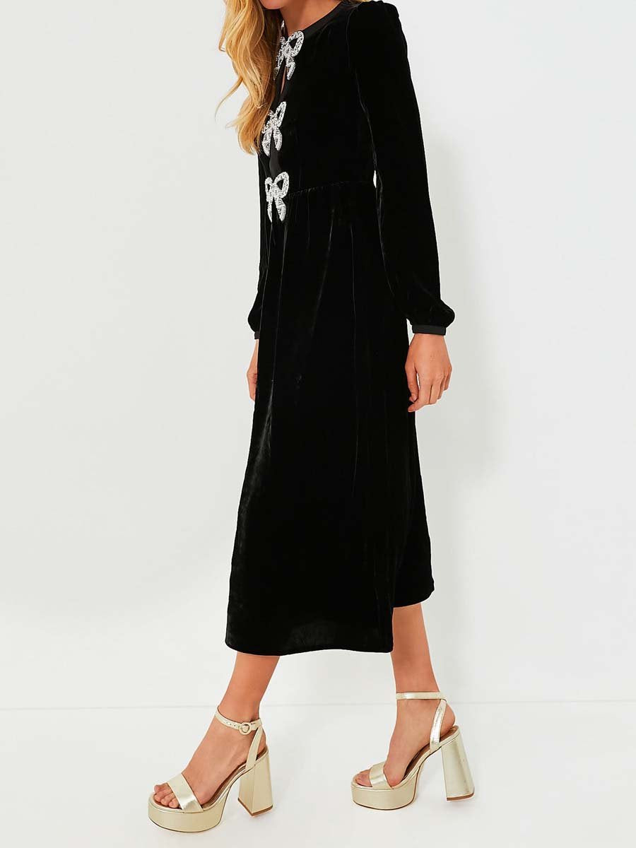 Blouson Sleeve Bows Midi Dress