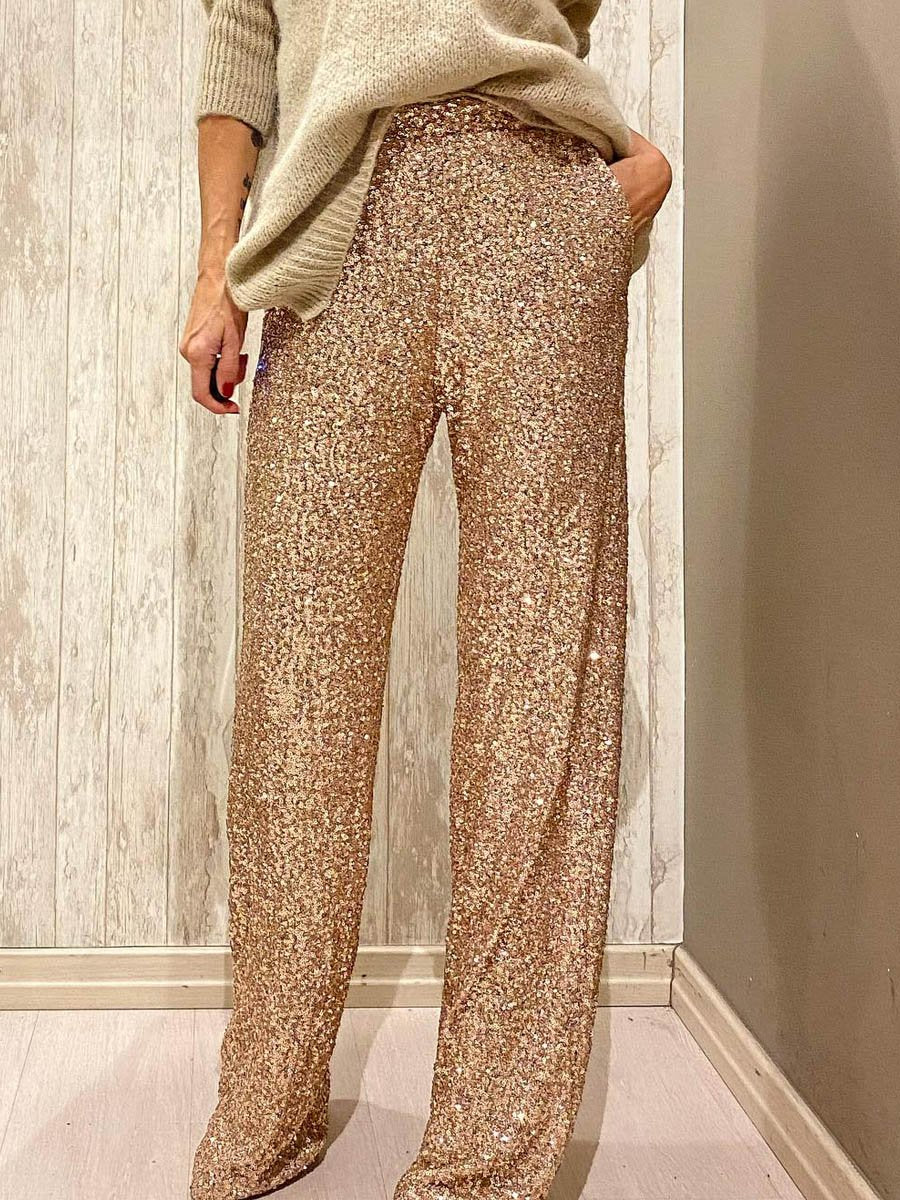 Sequined High Waist Pants