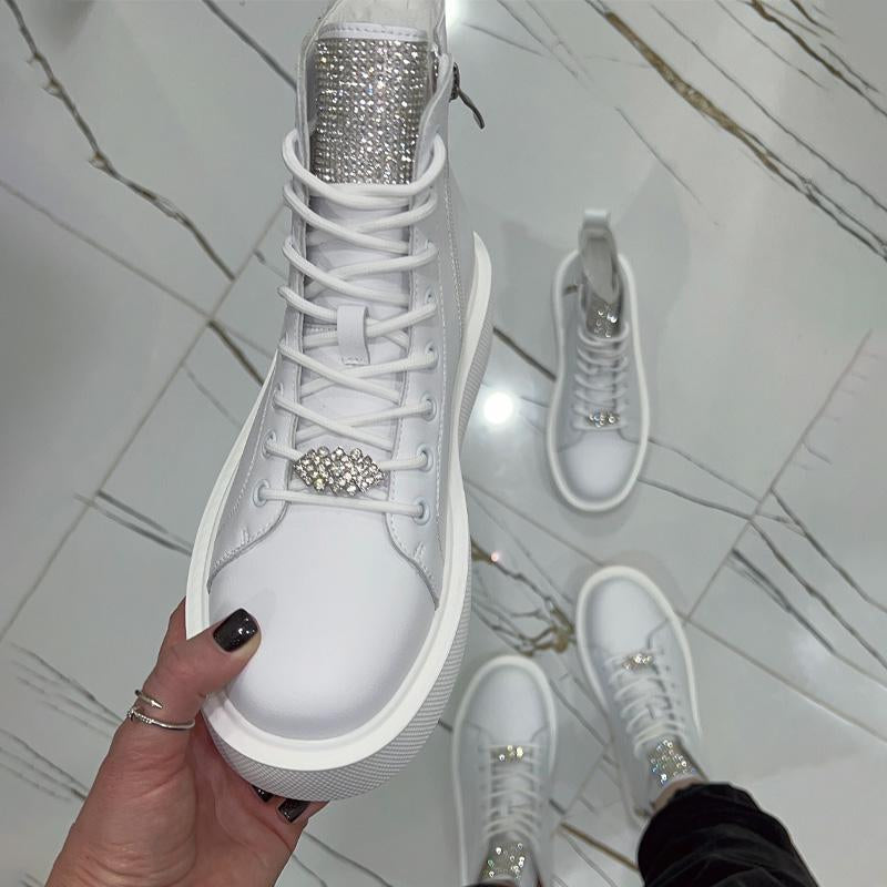 Rhinestone Sparkle Fashion Strap High-top Shoes