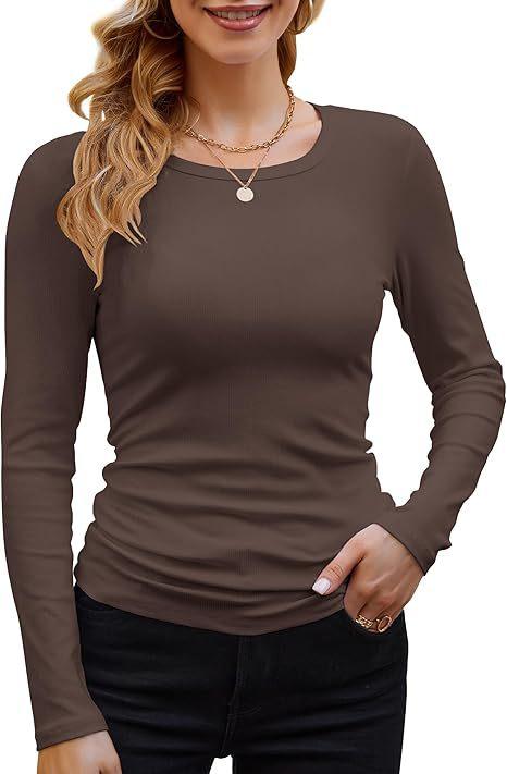 Women's Basic Long-Sleeve Crew Neck Solid Color