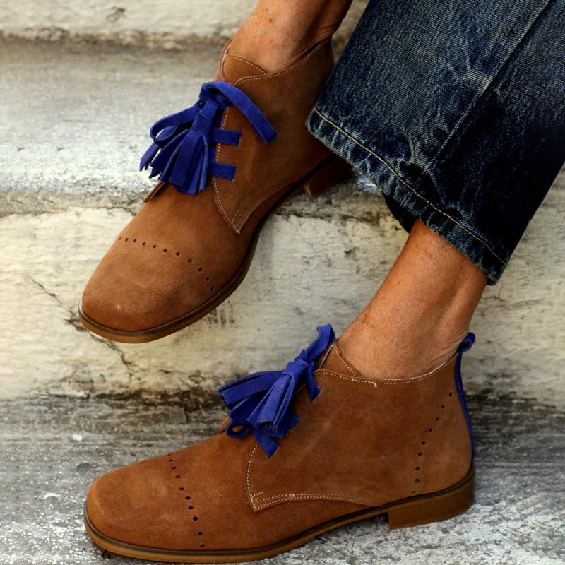 Women's Fashion Color Punching Tassel Single-layer Shoes