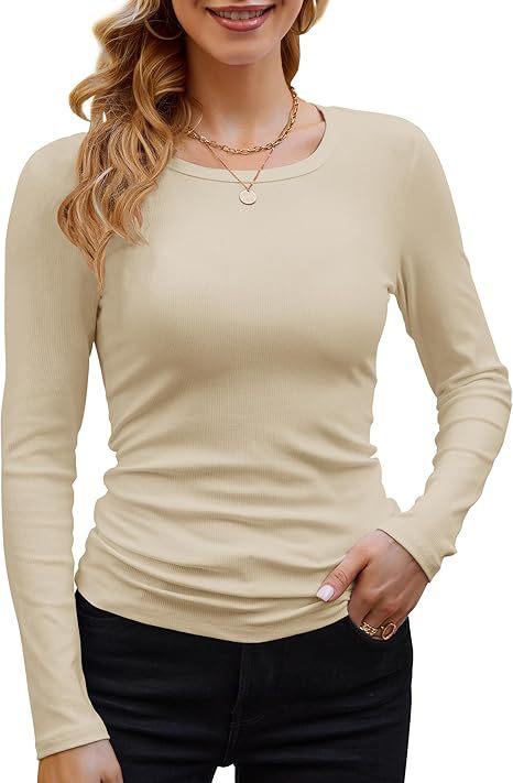 Women's Basic Long-Sleeve Crew Neck Solid Color