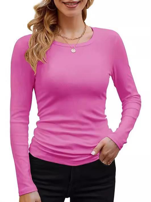 Women's Basic Long-Sleeve Crew Neck Solid Color