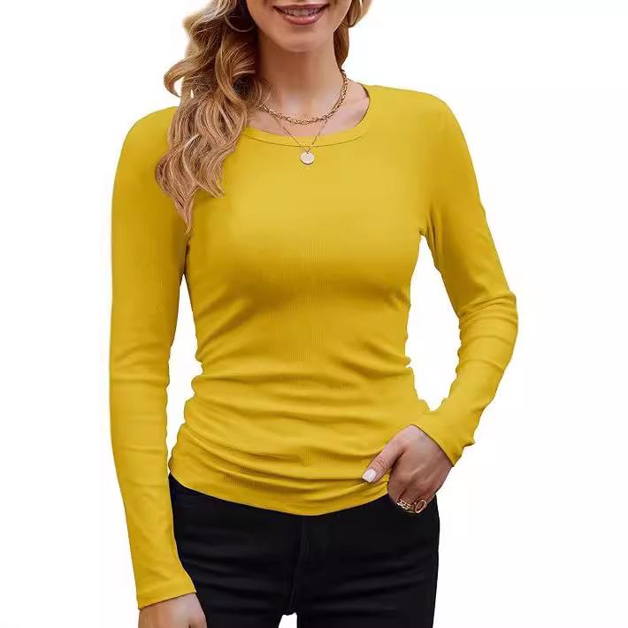 Women's Basic Long-Sleeve Crew Neck Solid Color