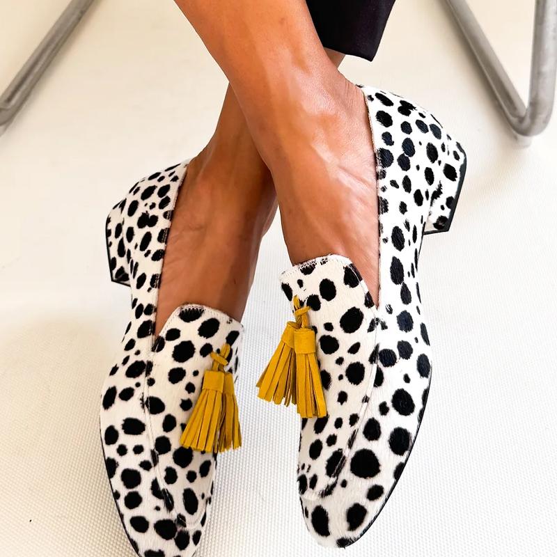 Tassel Shallow Leopard Print Casual Loafers