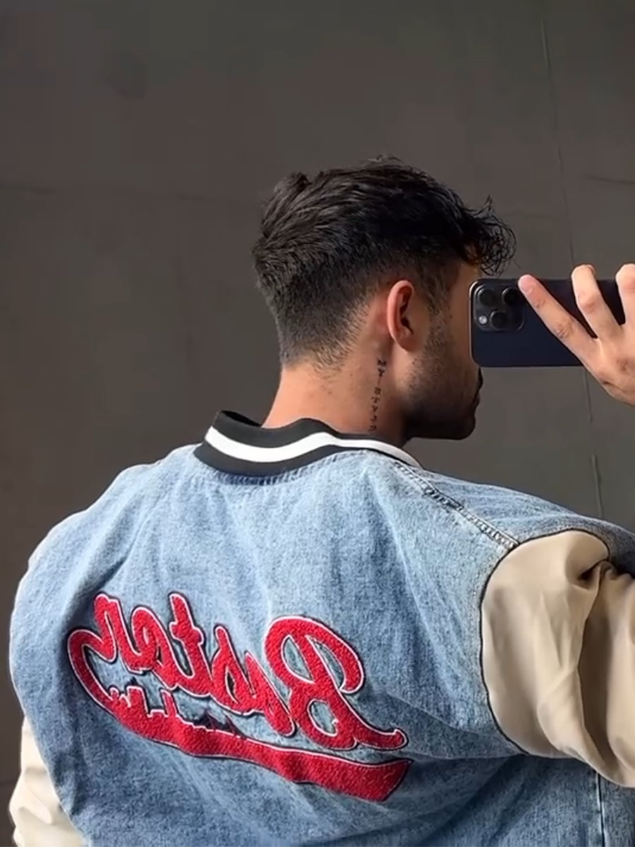 Men's Washed Vintage Patchwork Baseball Jacket