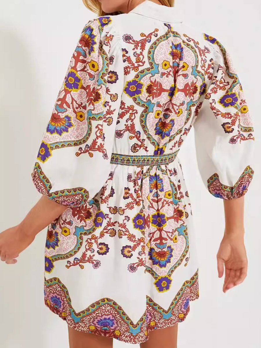 Ethnic Bohemian Print Pocket Dress